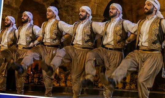Lebanese dabke dancers performing in traditional dress